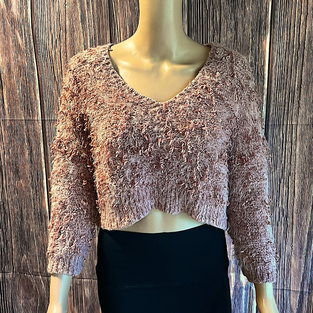 Altar’d State size medium rose baby pink fuzzy super soft boho cropped